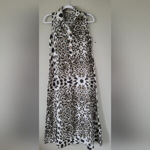 Vanessa Alexandra 100% Linen Maxi Dress Animal Print Flowy Oversized XS-S